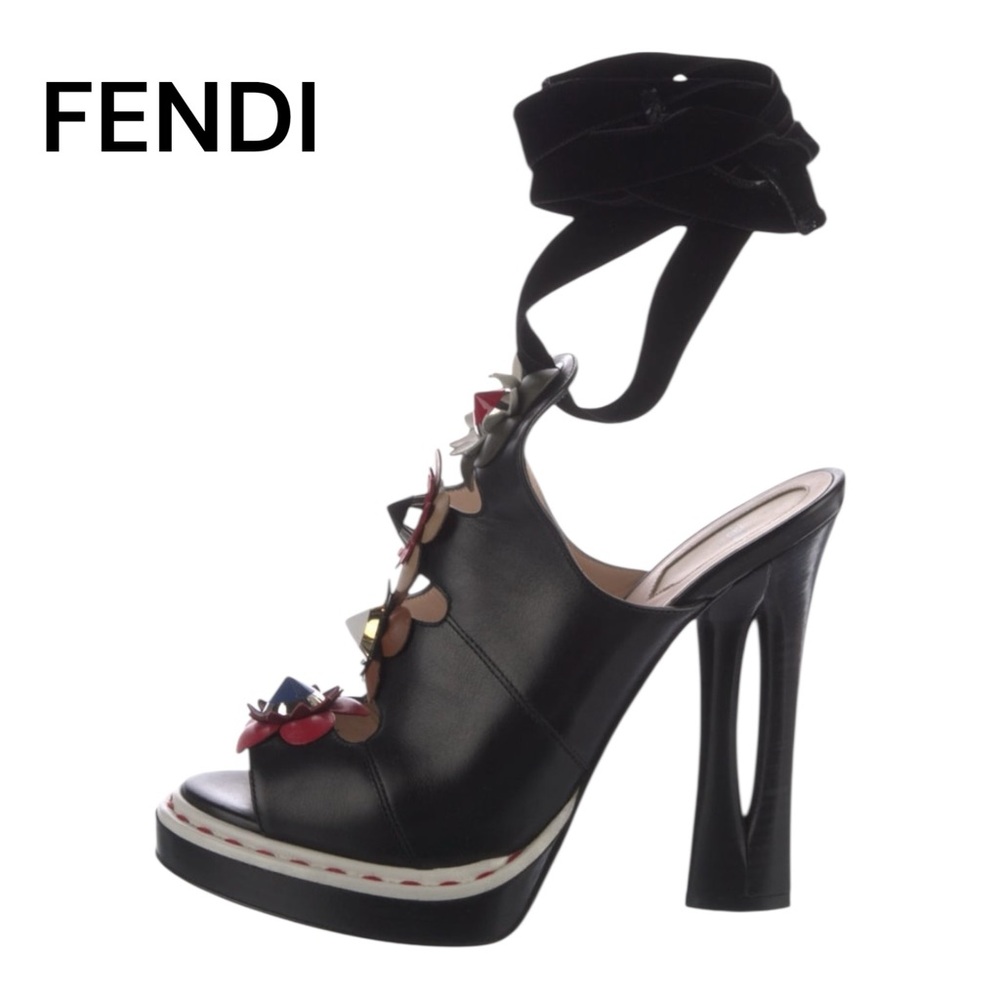 FENDI FLOWERLAND PLATFORM LEATHER SANDALS New without tags Retail $1200 - Picture 7 of 7